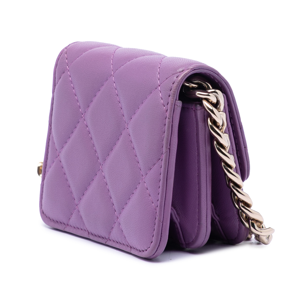 Pre-Loved Chanel CC Quilted Lambskin Coco Card Holder on Chain - Picture 2 of 8
